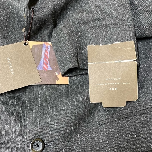 Merona Mens 3 Button Suit Jacket Gray Size 40R NWT - Picture 3 of 5